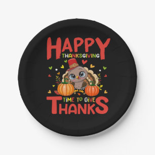 happy thanksgiving time to give thanks paper plate