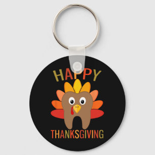 Happy Thanksgiving Tooth Turkey Dentist Dental For Key Ring