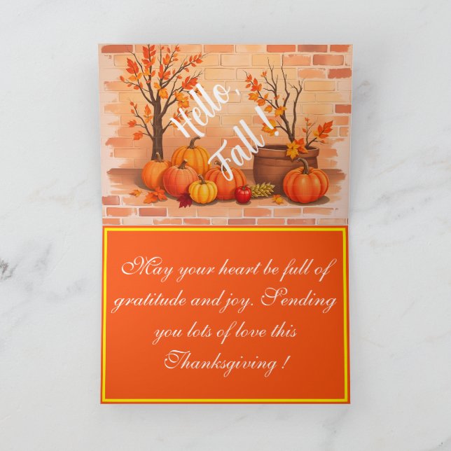 Happy Thanksgiving Trendy Beautiful Fall Card (Inside)