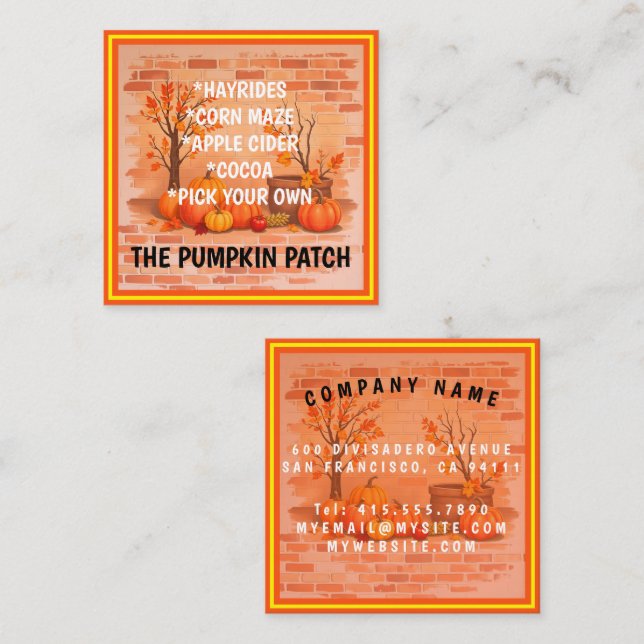 Happy Thanksgiving Trendy Beautiful Fall Square Business Card (Front/Back)
