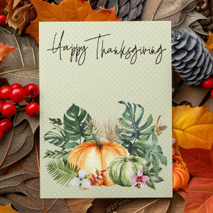 Happy Thanksgiving Tropical Pumpkin Postcard