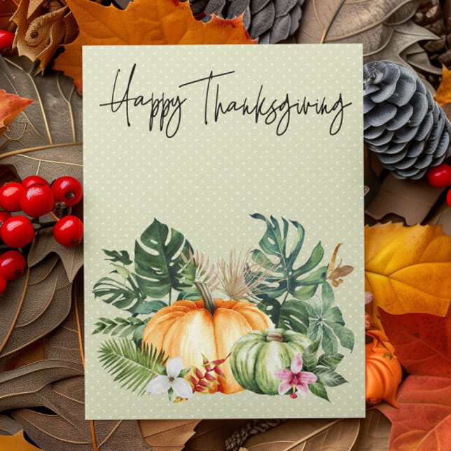 Happy Thanksgiving Tropical Pumpkin Postcard (Creator Uploaded)