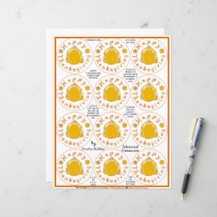 Happy Thanksgiving Turkey 2 Pies Tags Paper Sheet