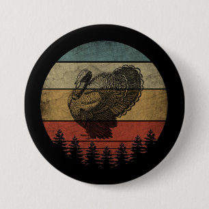 HAPPY THANKSGIVING TURKEY 7.5 CM ROUND BADGE