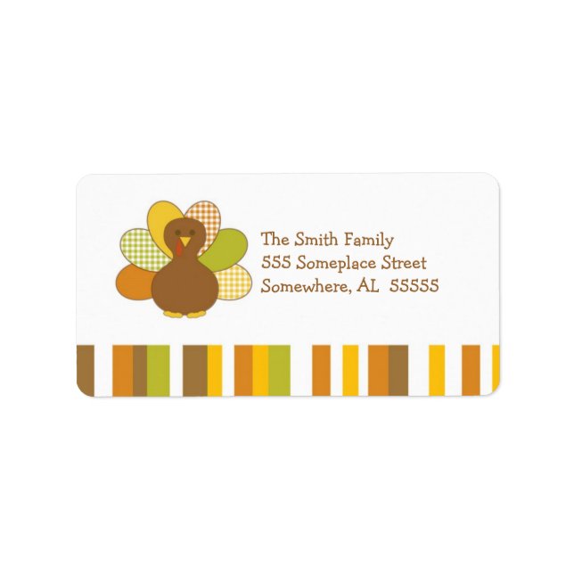 Happy Thanksgiving Turkey Address Labels (Front)