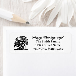 Happy Thanksgiving turkey bird logo custom address Return Address Label