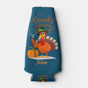 Happy Thanksgiving Turkey Bottle Cooler