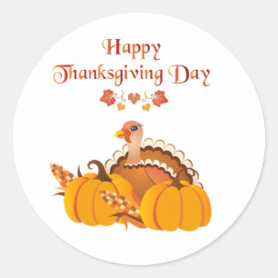 Happy Thanksgiving turkey Classic Round Sticker