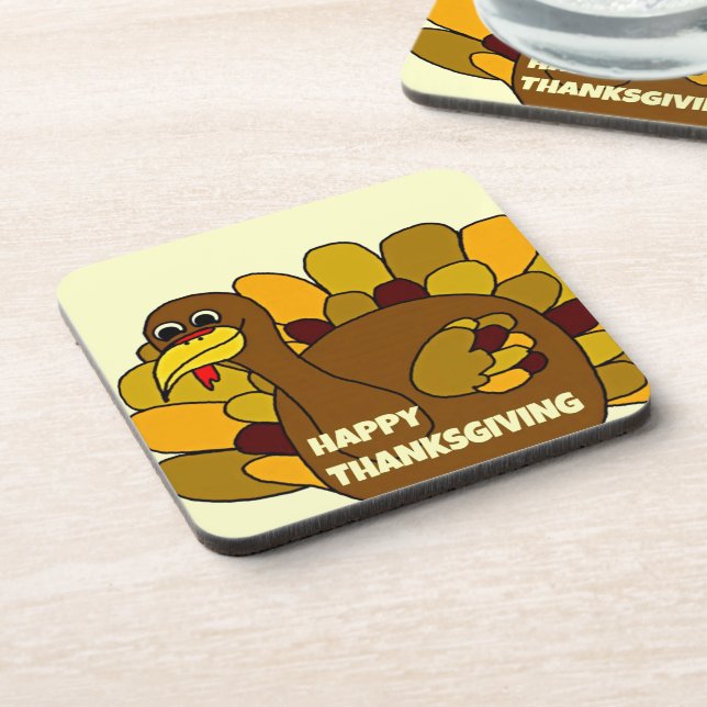 Happy Thanksgiving Turkey Coaster (Left Side)