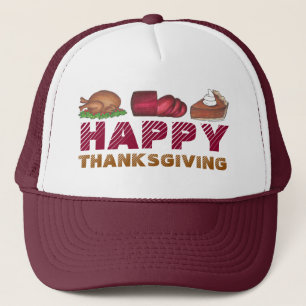 Happy Thanksgiving Turkey Cranberry Pie Dinner Trucker Hat