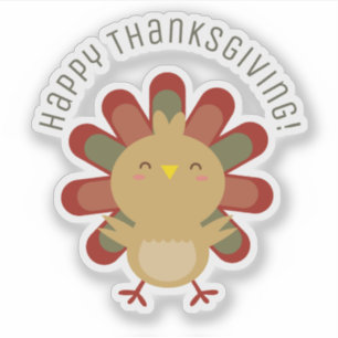 Happy Thanksgiving Turkey Cute Cartoon Gobble