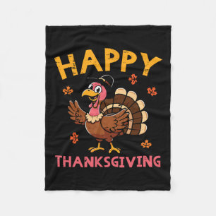 Happy Thanksgiving Turkey Day Fall Men Women Boys Fleece Blanket
