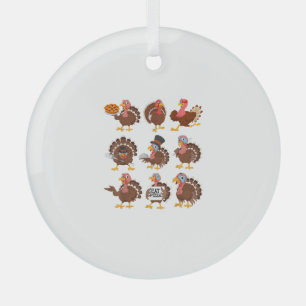 Happy Thanksgiving Turkey Day Girls Boys Kids Todd Glass Tree Decoration
