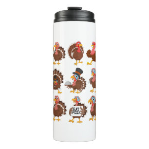 Happy Thanksgiving Turkey Day Girls Boys Kids Todd Thermal Tumbler