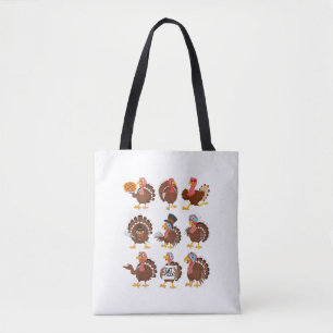 Happy Thanksgiving Turkey Day Girls Boys Kids Todd Tote Bag