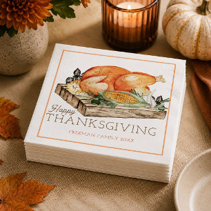 Happy Thanksgiving Turkey Dinner Napkin