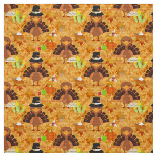 happy thanksgiving turkey fabric