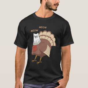Happy Thanksgiving Turkey Fake Kitten Cat Day Love T-Shirt