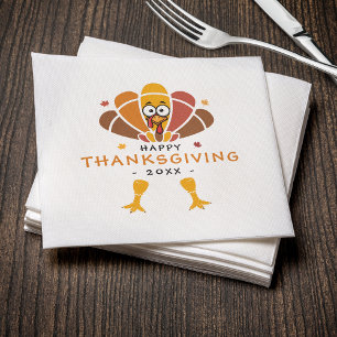 Happy Thanksgiving Turkey Fall Friendsgiving Party Napkin