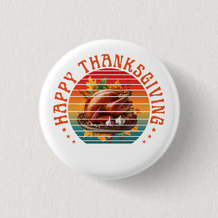 Happy thanksgiving turkey fall season autumn 3 cm round badge