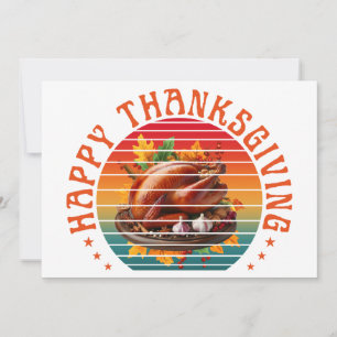 Happy thanksgiving turkey fall season autumn invitation
