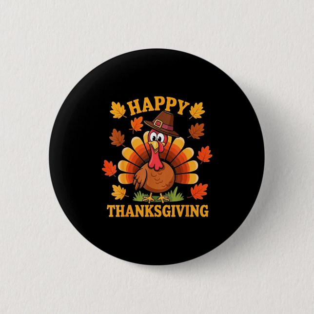 Happy Thanksgiving Turkey Family Dinner Thanksgivi 6 Cm Round Badge (Front)