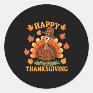 Happy Thanksgiving Turkey Family Dinner Thanksgivi Classic Round Sticker
