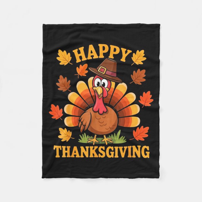 Happy Thanksgiving Turkey Family Dinner Thanksgivi Fleece Blanket (Front)