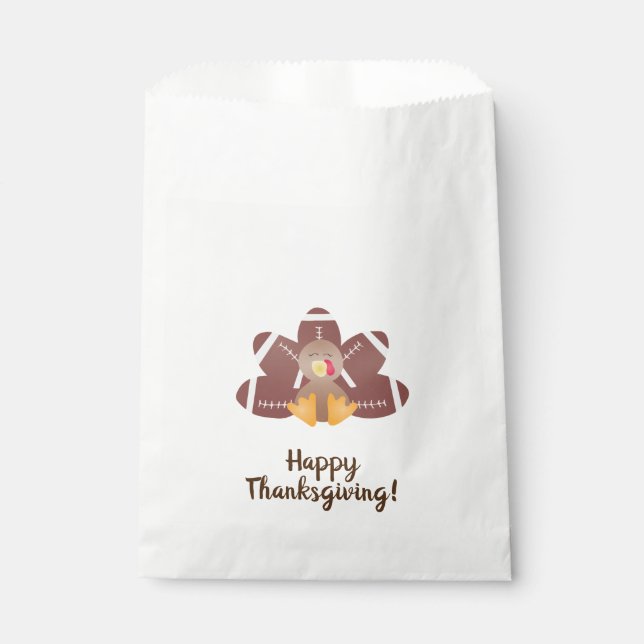 Happy Thanksgiving Turkey Football Feathers Favour Bag (Front)