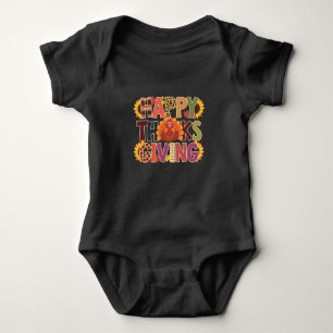Happy Thanksgiving Turkey Funny Pumpkin Season Baby Bodysuit