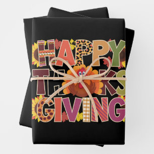 Happy Thanksgiving Turkey Funny Pumpkin Season Wrapping Paper Sheet