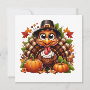 happy thanksgiving turkey holiday card