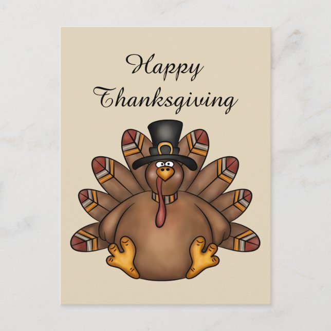 Happy Thanksgiving turkey Holiday postcard (Front)