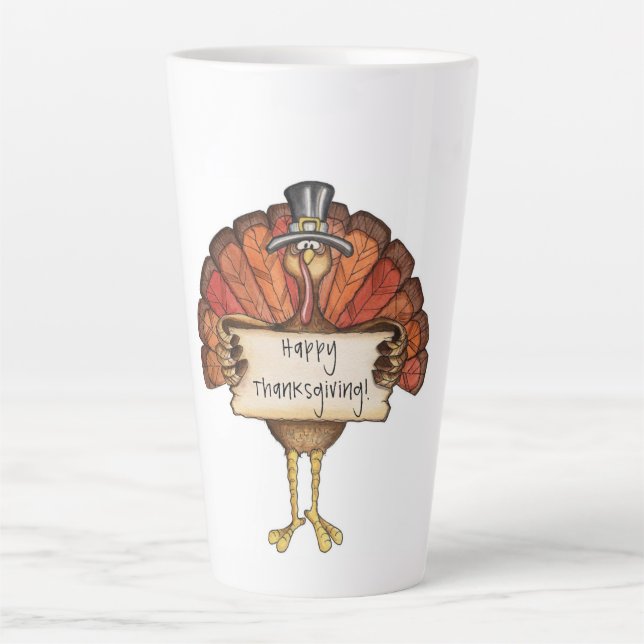 Happy Thanksgiving Turkey Latte Mug (Front)