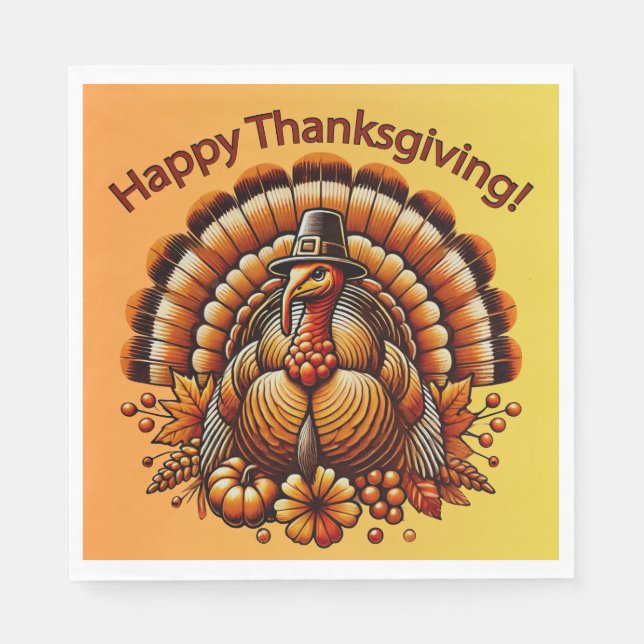 Happy Thanksgiving Turkey Napkin (Front)