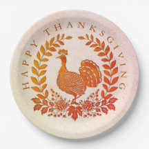 Happy Thanksgiving Turkey Paper Plate