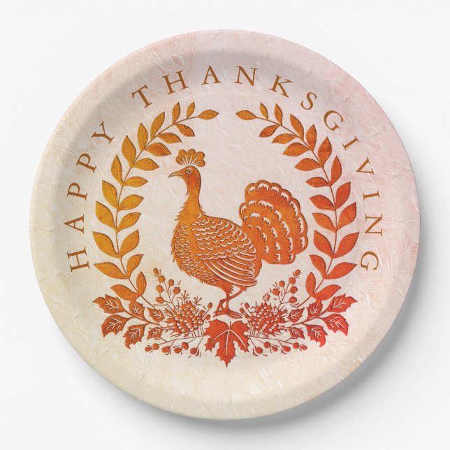 Happy Thanksgiving Turkey Paper Plate (Front)