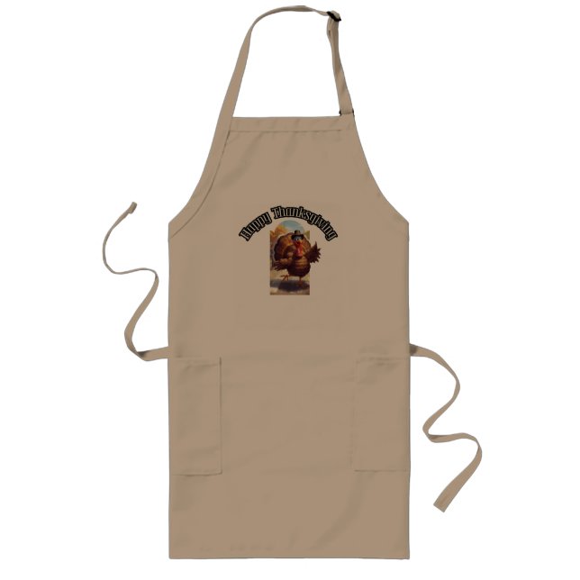 Happy Thanksgiving Turkey Parade Long Apron (Front)