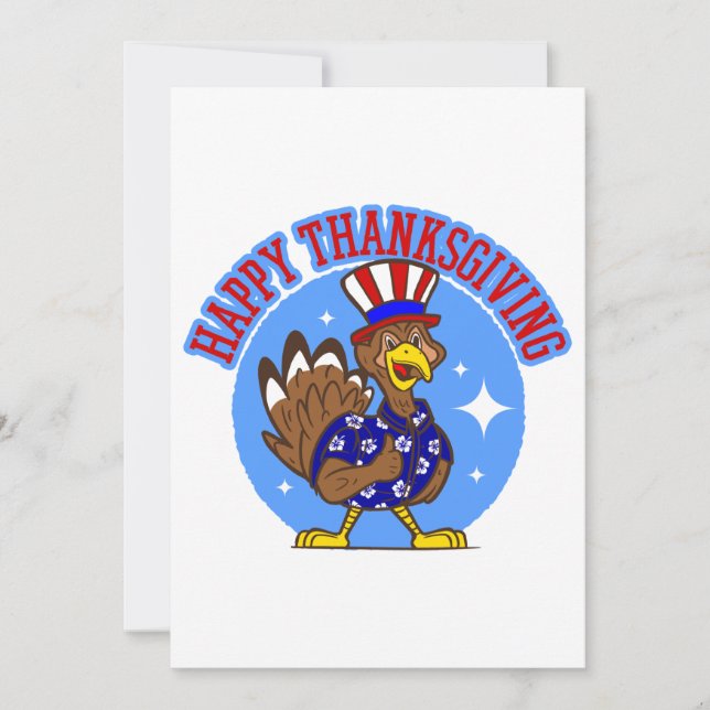 happy thanksgiving turkey patriotic american funny invitation (Front)