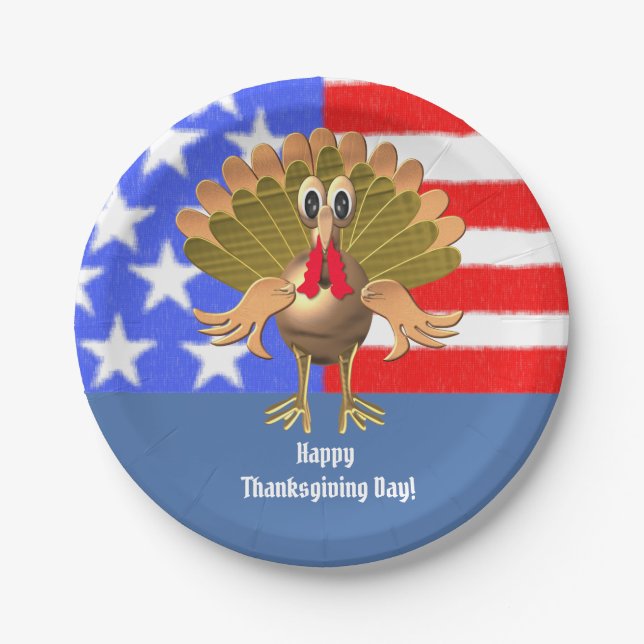 Happy Thanksgiving Turkey,Personalised Paper Plate (Front)