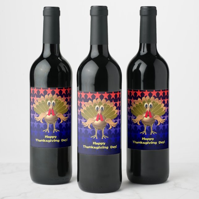 Happy Thanksgiving Turkey,Personalised Wine Label (Bottles)