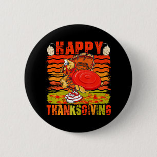 Happy Thanksgiving Turkey Playing Disc Golf 6 Cm Round Badge