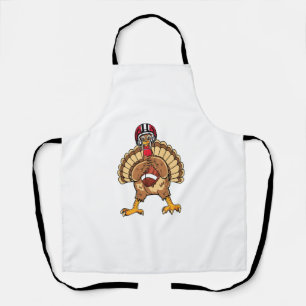 Happy Thanksgiving Turkey Playing Football Dad Men Apron