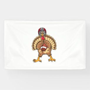 Happy Thanksgiving Turkey Playing Football Dad Men Banner