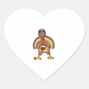 Happy Thanksgiving Turkey Playing Football Dad Men Heart Sticker