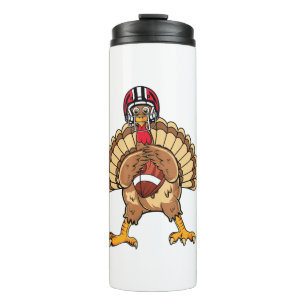 Happy Thanksgiving Turkey Playing Football Dad Men Thermal Tumbler