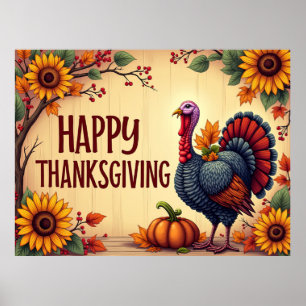 Happy Thanksgiving Turkey Poster