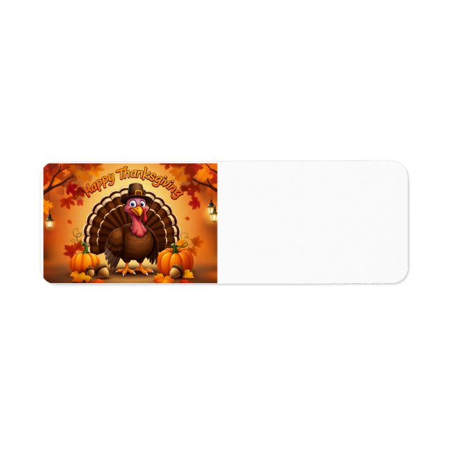 Happy Thanksgiving Turkey Return Address Label (Front)