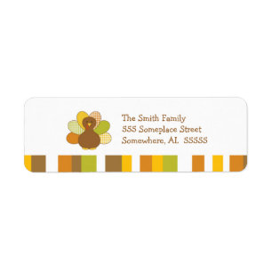 Happy Thanksgiving Turkey Return Address Label