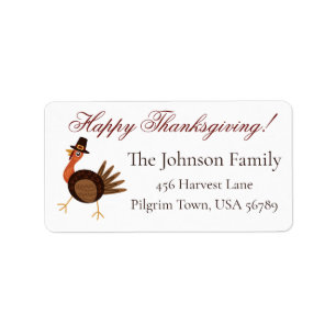 Happy Thanksgiving Turkey Return Address  Label